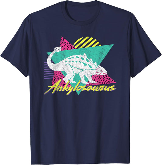 Vintage Retro 80s Or 90s Ankylosaurus Dinosaur T-Shirt - T-Shirt | Navy