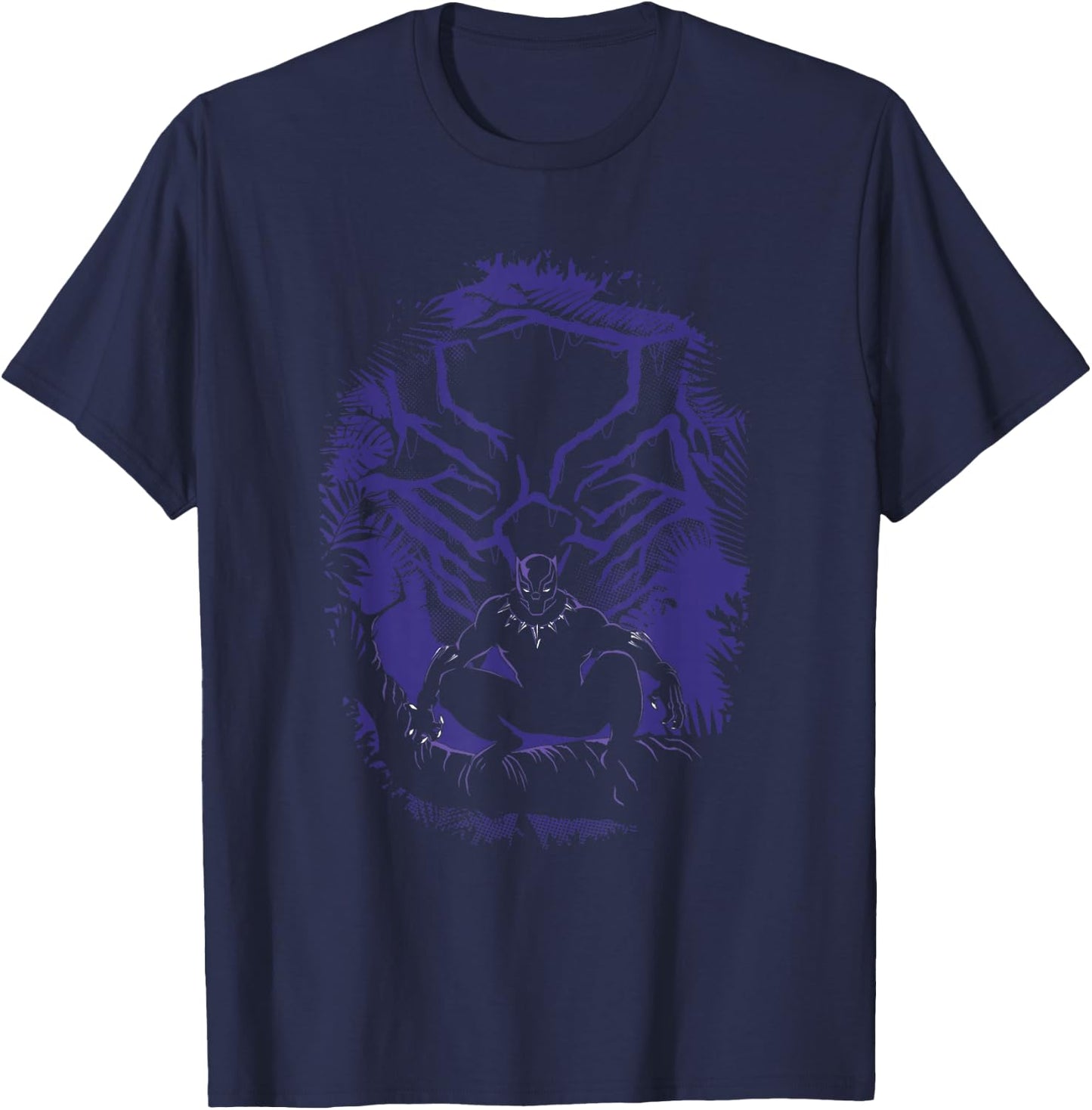 Marvel Black Panther King T'Challa Forest Mask T-Shirt - T-Shirt | Navy