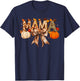 Retro Mama Coquette Bows Leopard Mom Fall Thanksgiving Women T-Shirt - T-Shirt | Navy