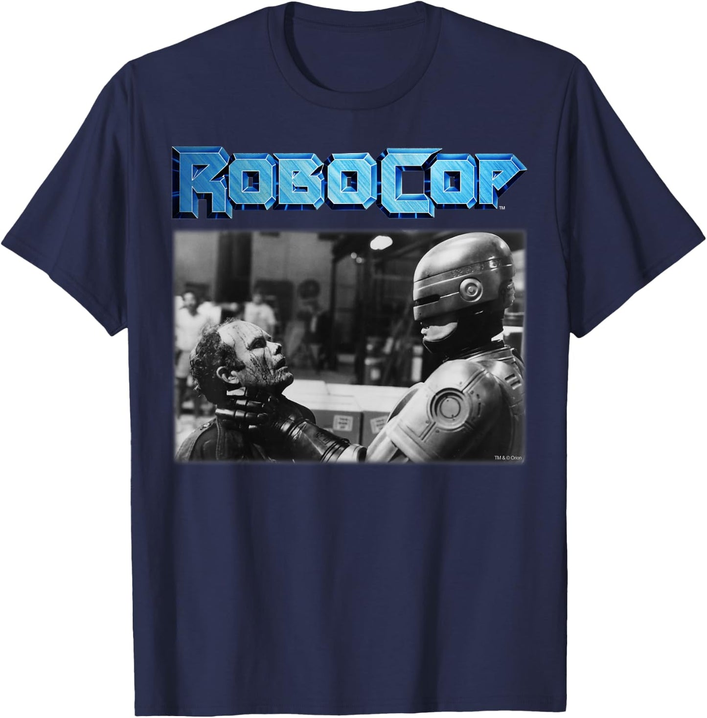 RoboCop And Clarence Boddicker Portrait Logo T-Shirt - T-Shirt | Navy