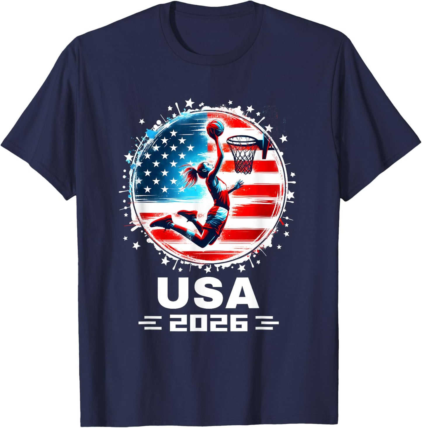 Women Basketball 2026 Basketball 2026 USA 2026 T-Shirt - T-Shirt | Navy