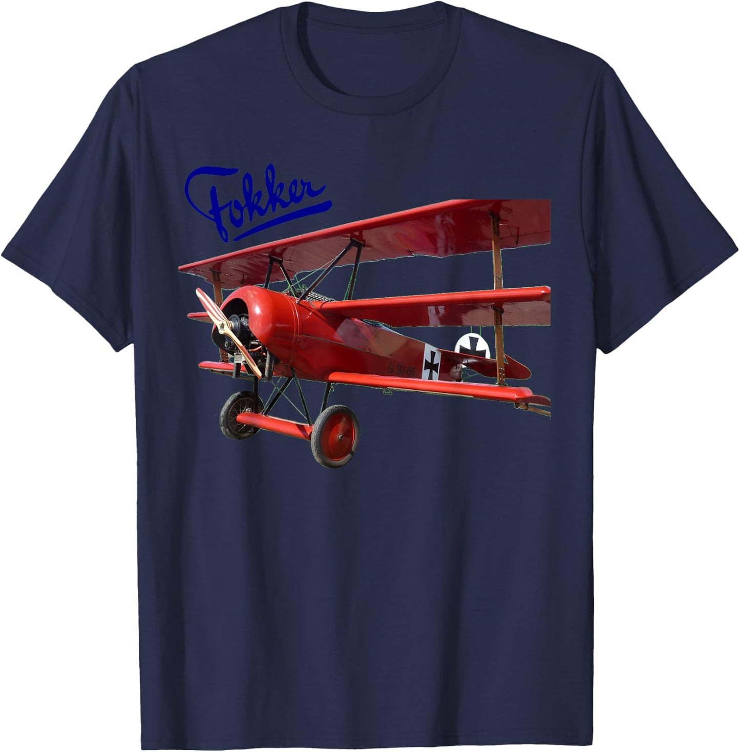 Vintage Aeroplane Fokker D3 Triplane Red Baron WW1 T-Shirt - T-Shirt | Navy