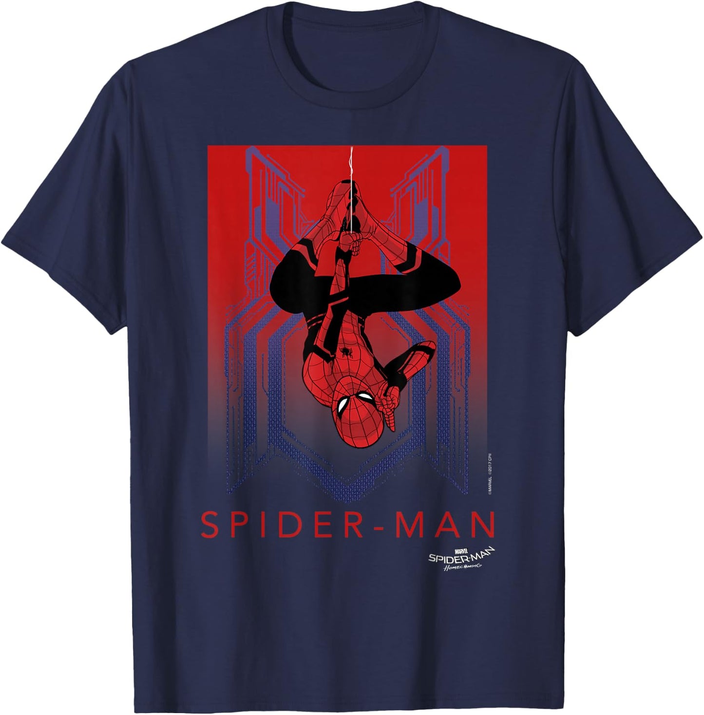 Marvel Spider-Man Homecoming Hanging Upside Down T-Shirt - T-Shirt | Navy