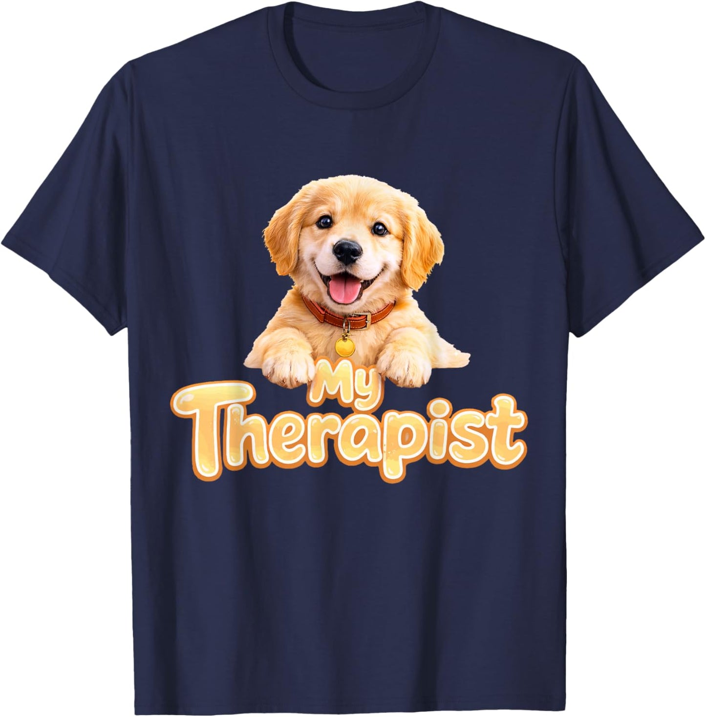 Golden Retriever My Therapist T-Shirt - T-Shirt | Navy