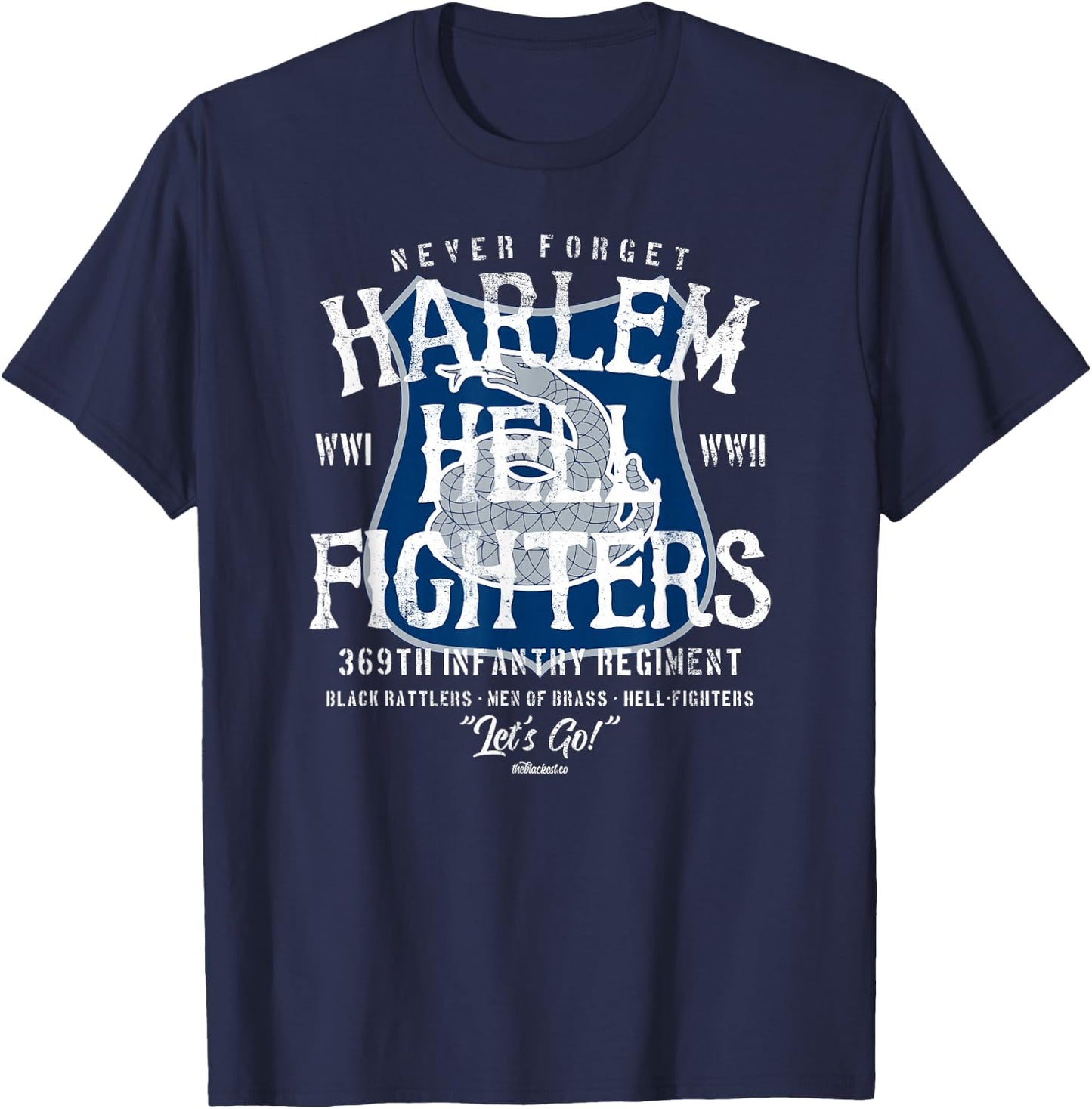 Harlem Hellfighters Vintage Black Military History WWI WWII T-Shirt - T-Shirt | Navy