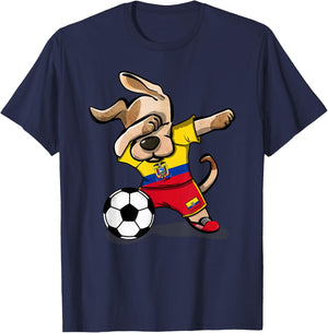 Dabbing Dog Ecuador Soccer Fans Jersey Ecuadorian Football T-Shirt - T-Shirt | Navy