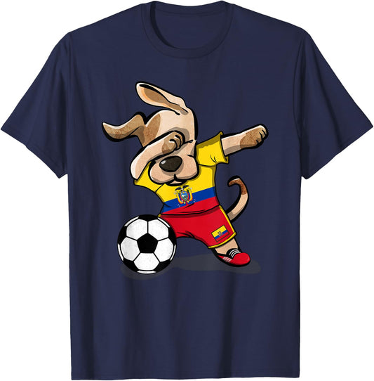 Dabbing Dog Ecuador Soccer Fans Jersey Ecuadorian Football T-Shirt - T-Shirt | Navy