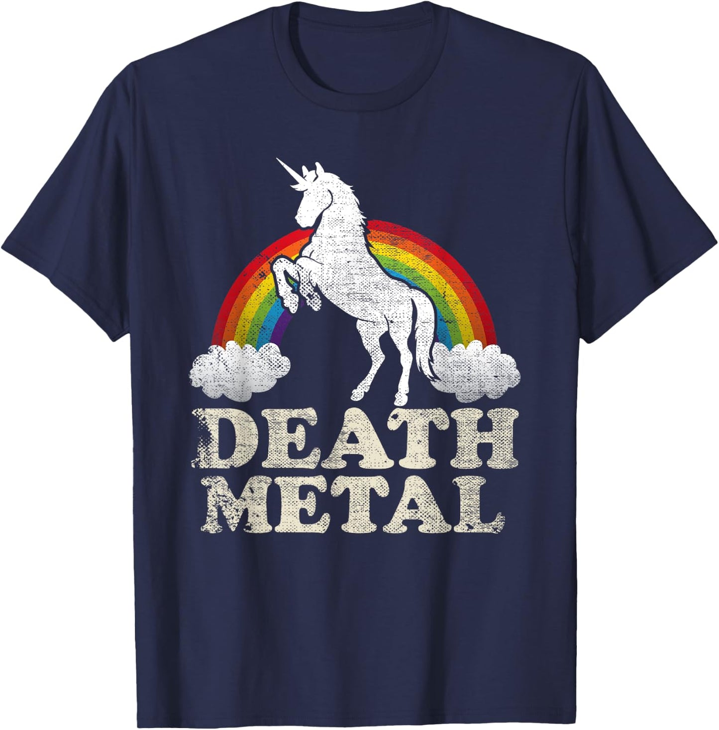 Funny Death Metal Unicorn and rainbow T-Shirt - T-Shirt | Navy