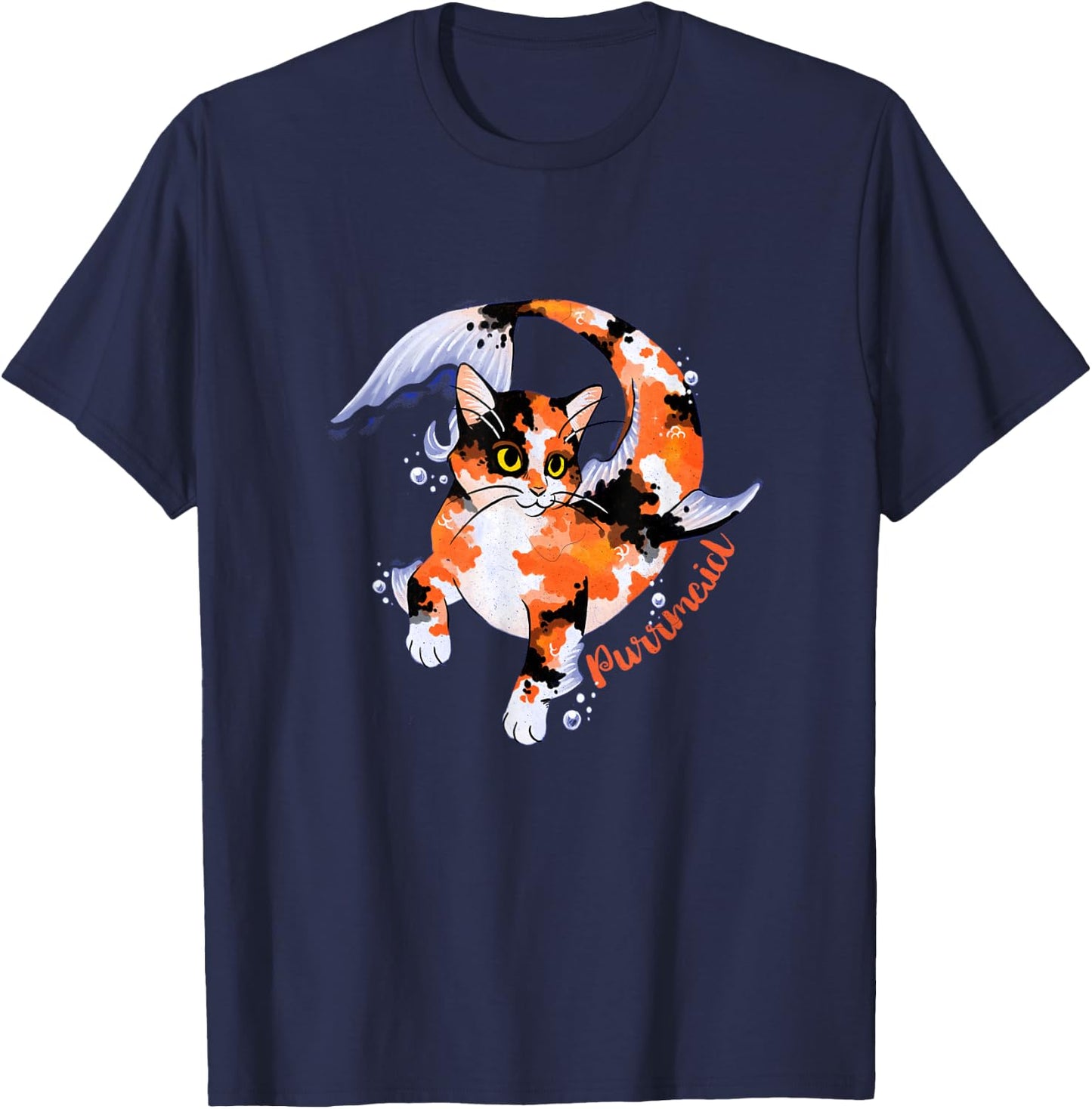 Purrmaid | Funny Mermaid Cat, Mermaiding Kitty T-Shirt - T-Shirt | Navy