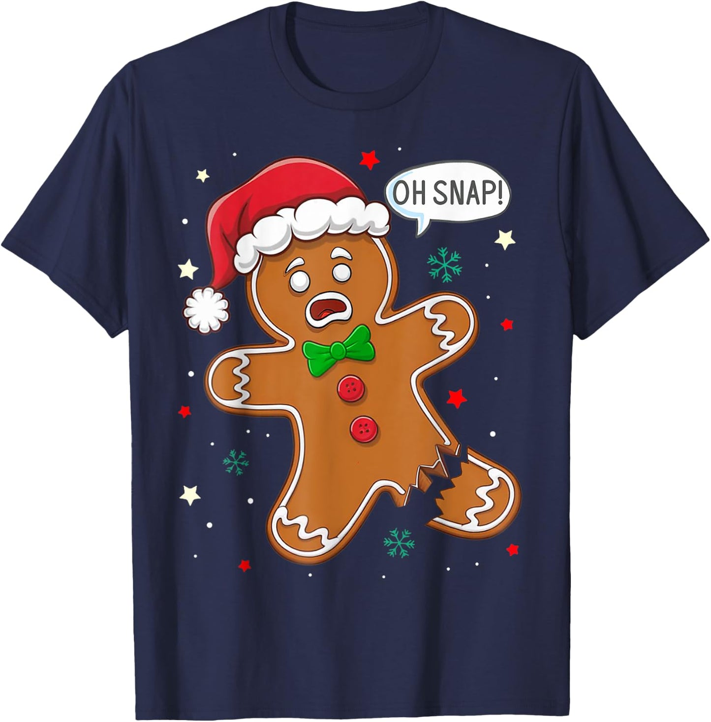 Christmas Gingerbread Man Oh Snap Funny T-Shirt - T-Shirt | Navy