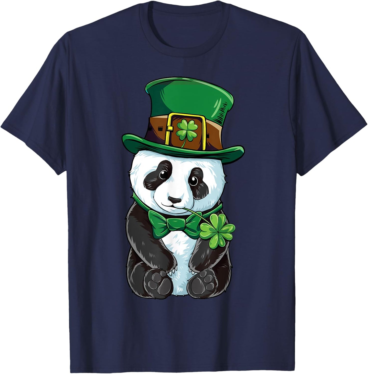 Panda Leprechaun Hat St Patricks Day Boys Girls Men Shamrock T-Shirt - T-Shirt | Navy