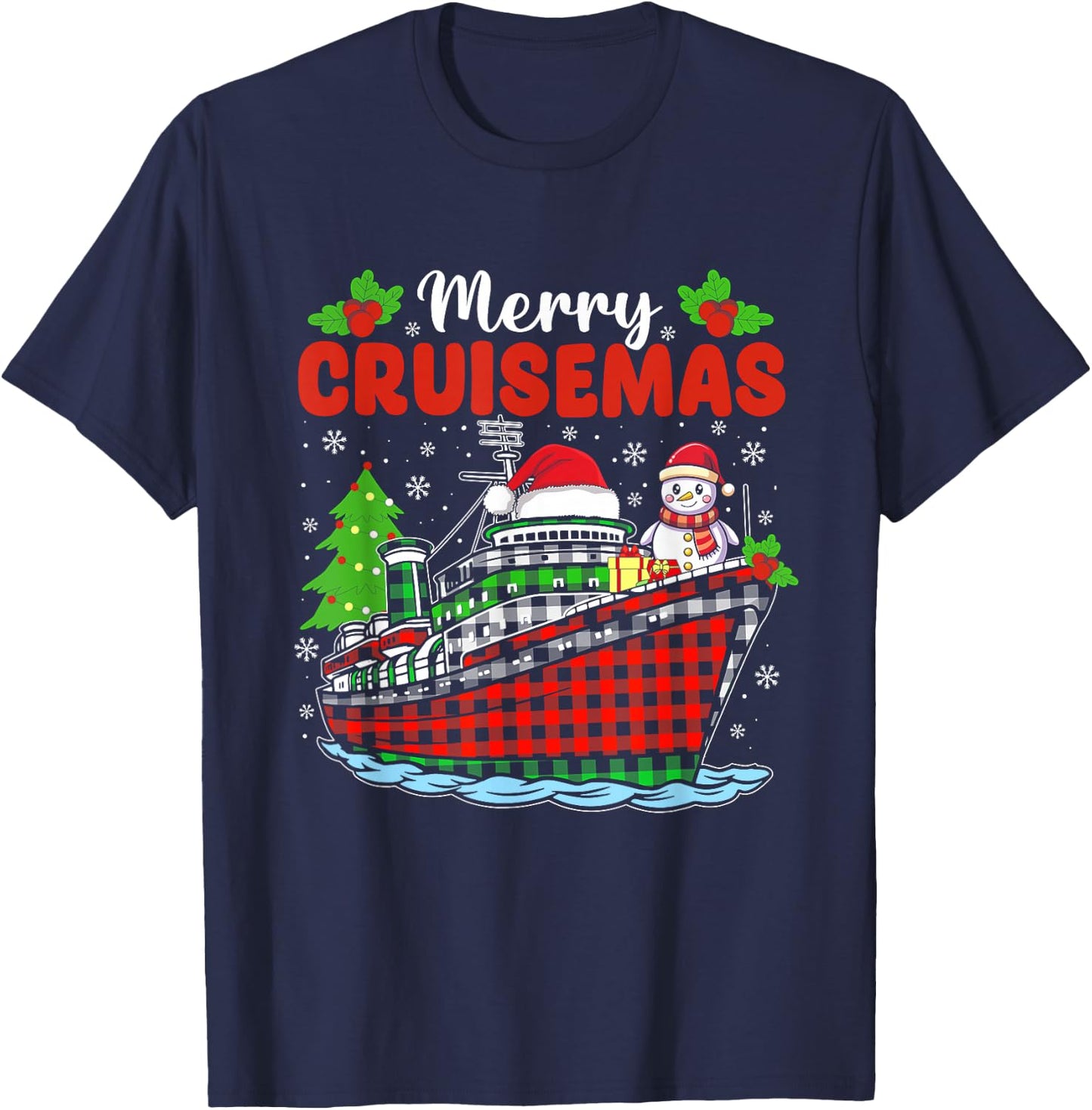 Merry Cruisemas Cruise Christmas Family Xmas Pajamas Holiday T-Shirt - T-Shirt | Navy