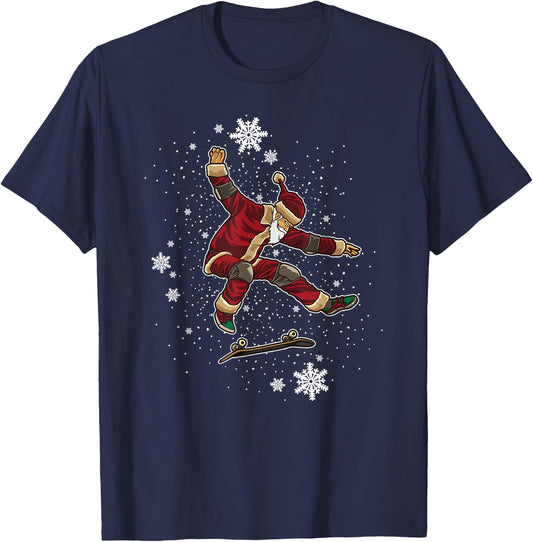 Skating Santa Claus - Skateboard For Xmas - Cool Santa T-Shirt - T-Shirt | Navy