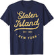 Classic Retro Vintage Staten Island Woodgrain NYC USA Casual T-Shirt - T-Shirt | Navy