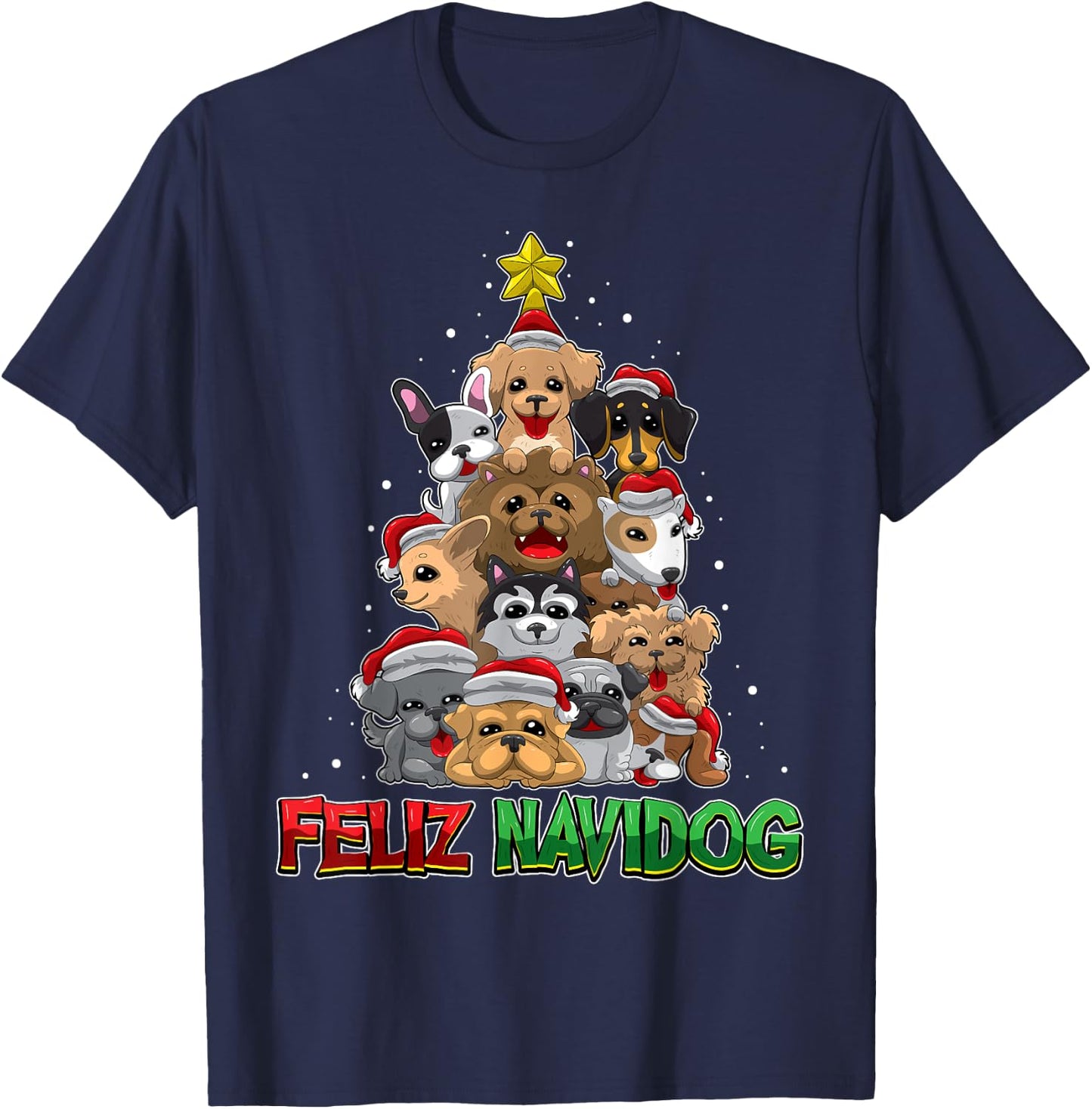 Feliz Navidog - Feliz Navidad - Christmas For Dog Lovers Men Women Kids T-Shirt - T-Shirt | Navy