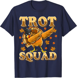 Trot Squad Dabbing Turkey Marathon Running Matching T-Shirt - T-Shirt | Navy