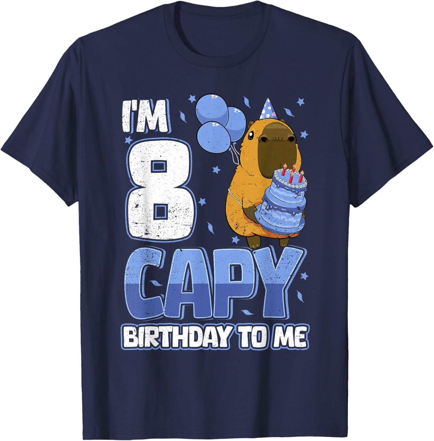 8 Years Capy Birthday to me Boys 8th Birthday Capybara T-Shirt - T-Shirt | Navy