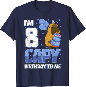 8 Years Capy Birthday to me Boys 8th Birthday Capybara T-Shirt - T-Shirt | Navy