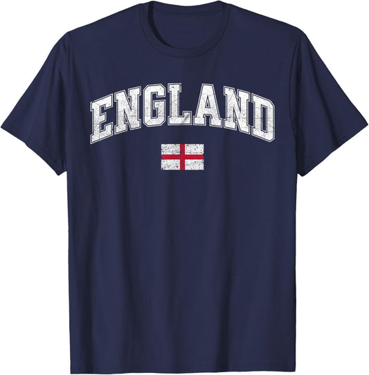 Retro Vintage England | Women Men Kids English Flag T-Shirt - T-Shirt | Navy