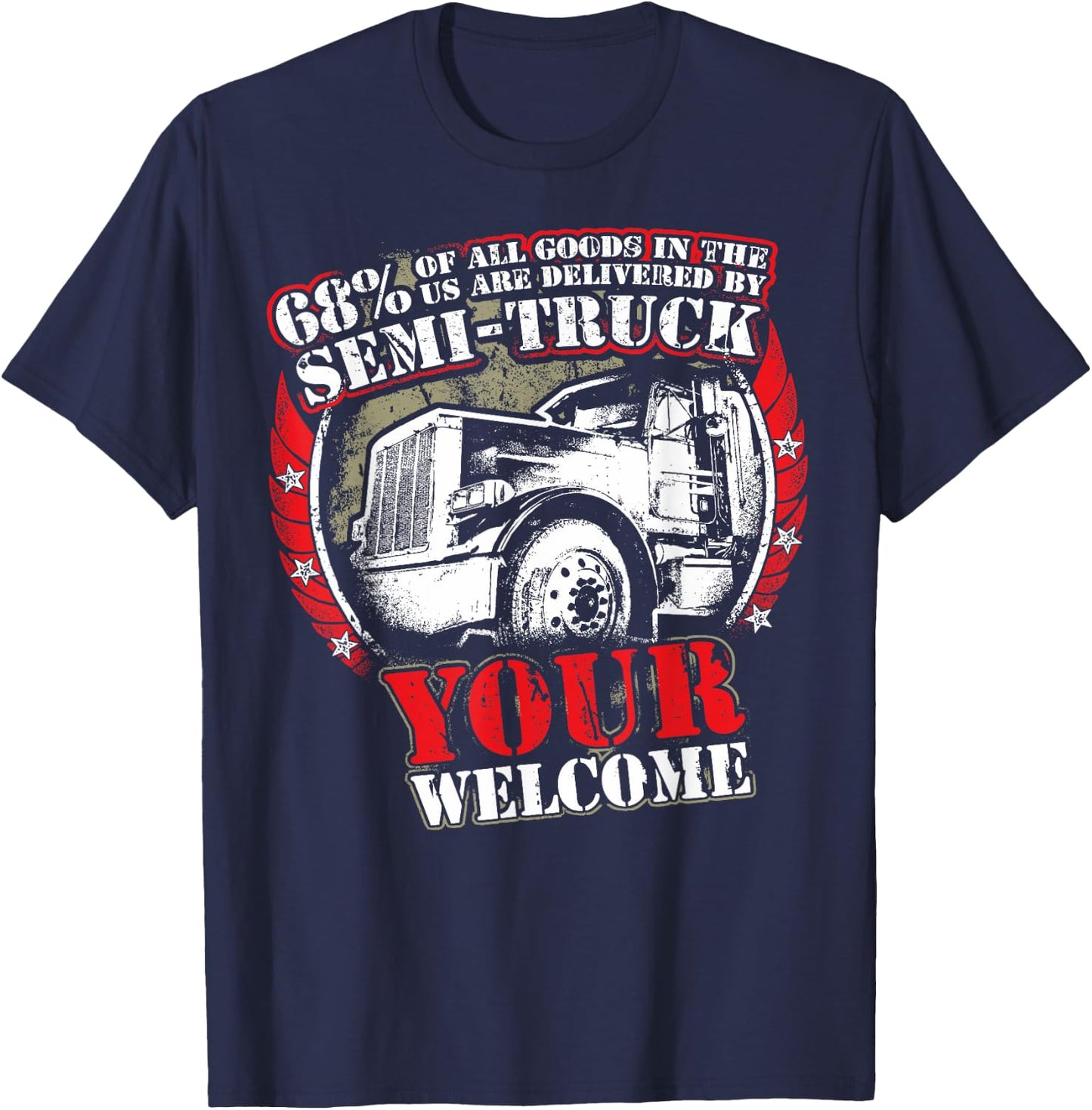 Semi Truck Driver Gift Professional Truckers T-Shirt - T-Shirt | Navy