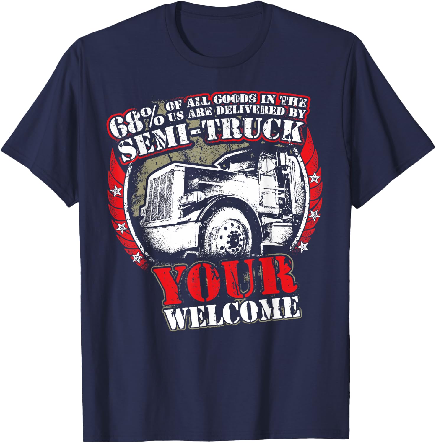 Semi Truck Driver Gift Professional Truckers T-Shirt - T-Shirt | Navy