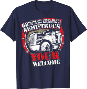 Semi Truck Driver Gift Professional Truckers T-Shirt - T-Shirt | Navy