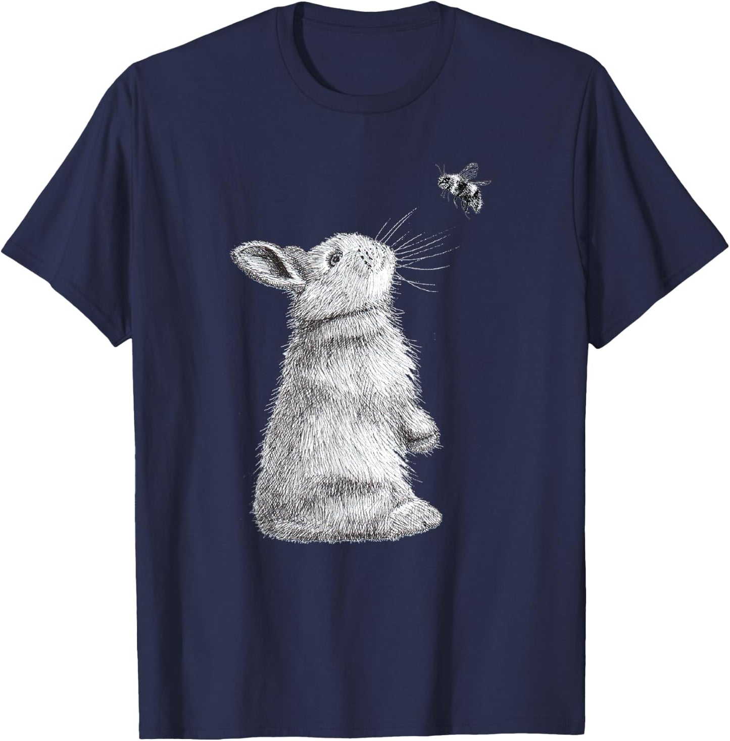 Honey Bunny Illustration Of Rabbit & Bumble Bee T-Shirt - T-Shirt | Navy