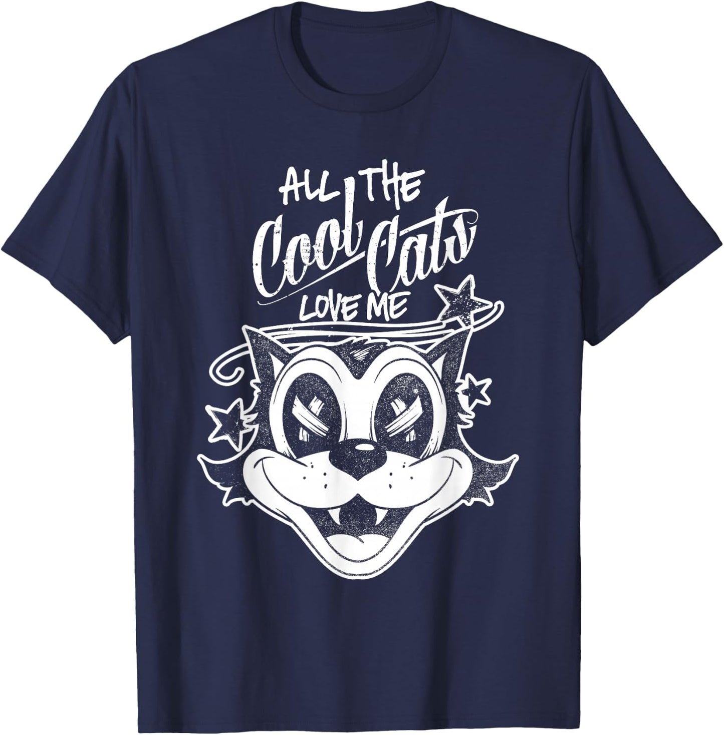 Rad Cool Cats Love Me Shirt - Retro Rockabilly Lowbrow T-Shirt - T-Shirt | Navy