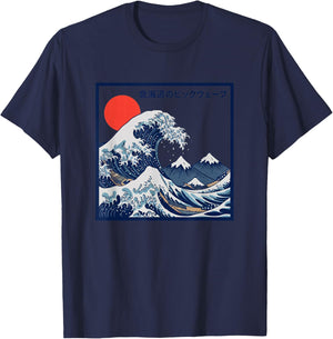 Hokkaido Big Wave Ukiyo Curling Art Japanese Wave Men's Surf T-Shirt - T-Shirt | Navy