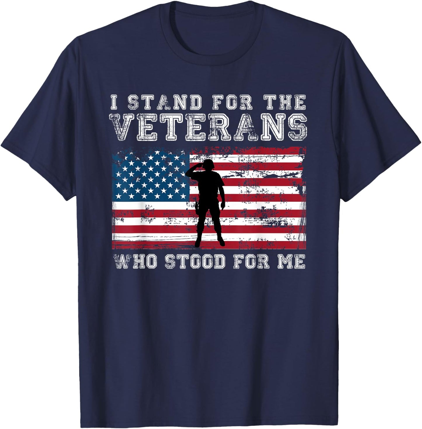 Veteran T Shirt I Stand Don't Kneel National Anthem T-Shirt - T-Shirt | Navy