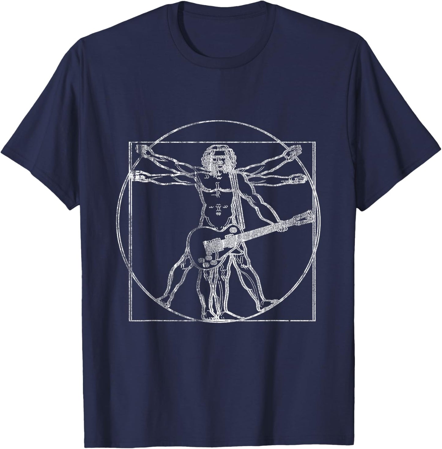 Da Vinci Guitar Guitarist Musical Instrument Music T-Shirt - T-Shirt | Navy