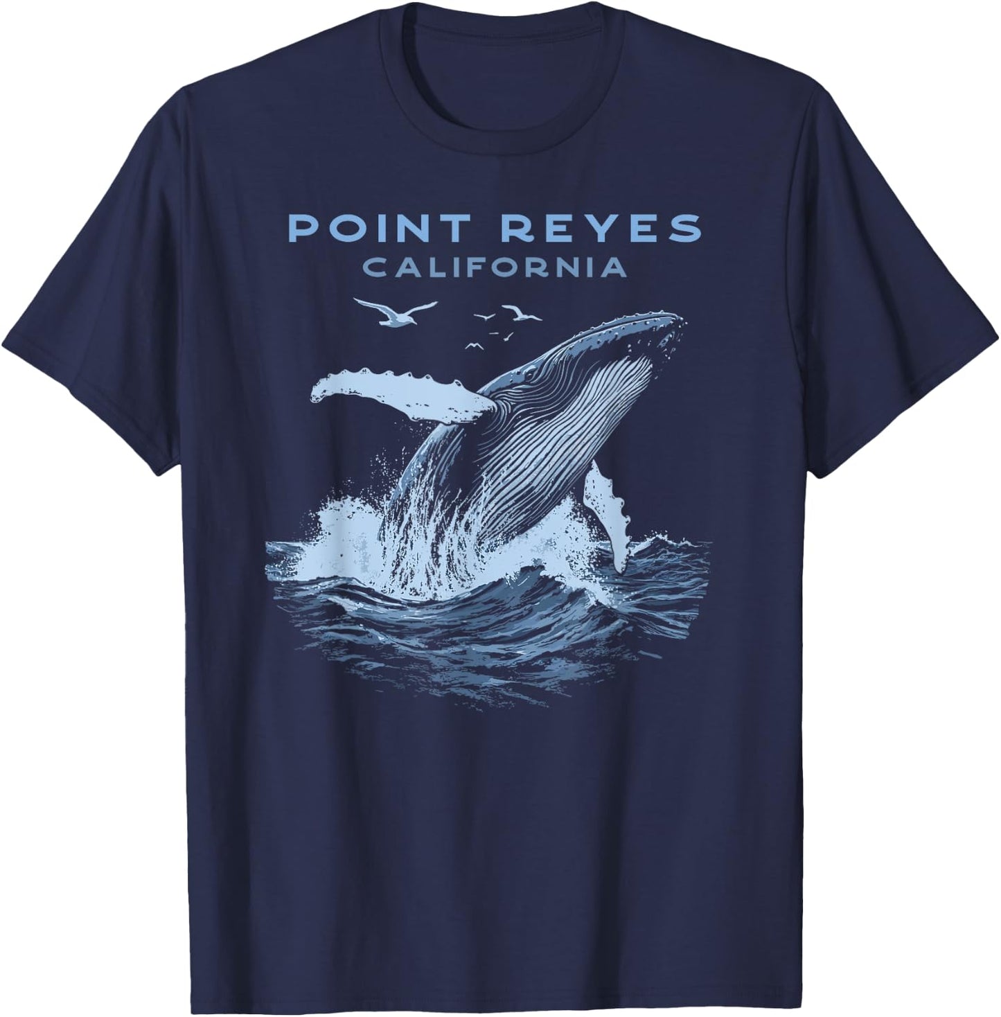 Point Reyes California Humpback Whale T-Shirt - T-Shirt | Navy