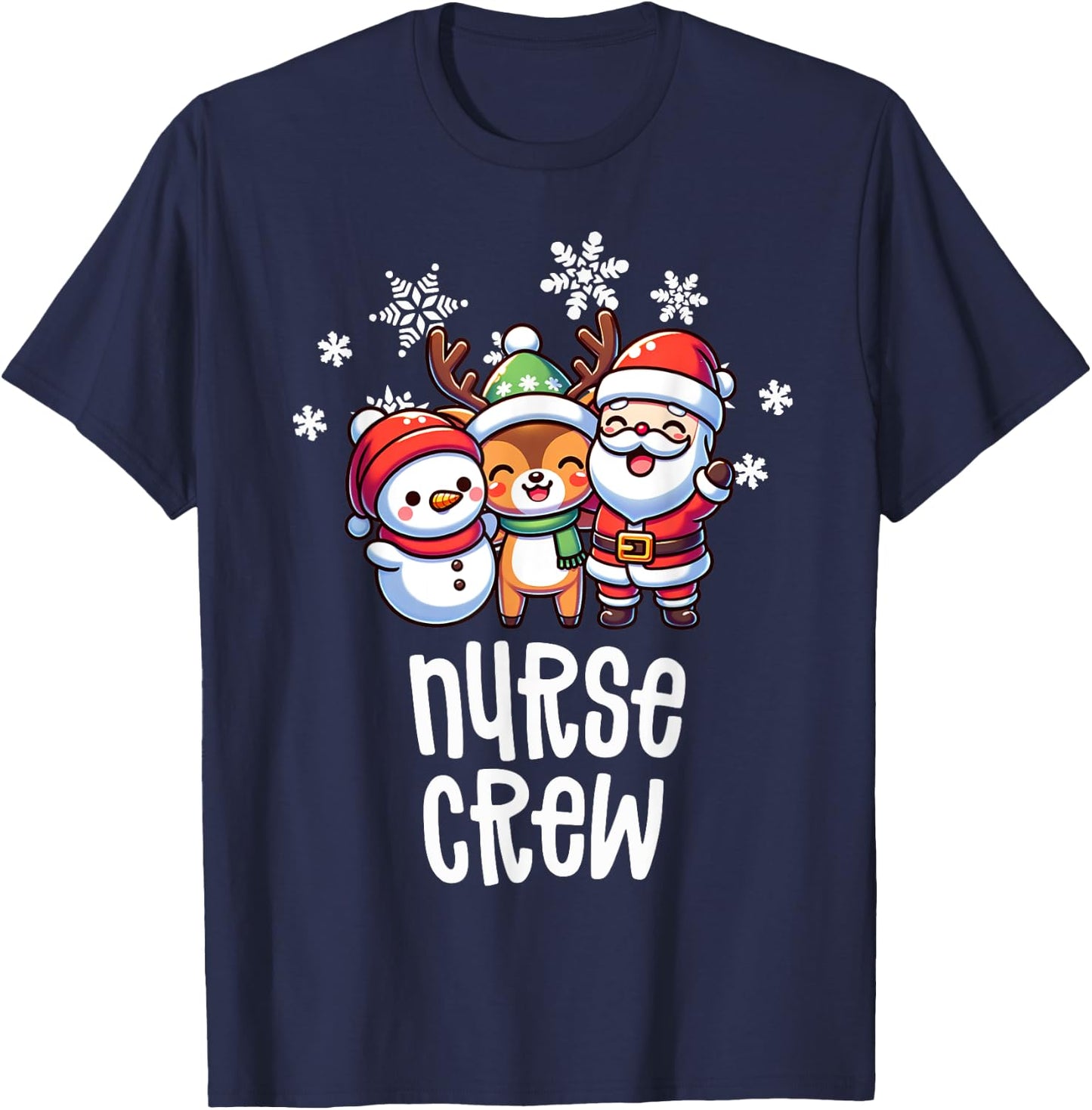 Christmas Nurse Crew Santa Snowman Holiday RN NICU PICU T-Shirt - T-Shirt | Navy