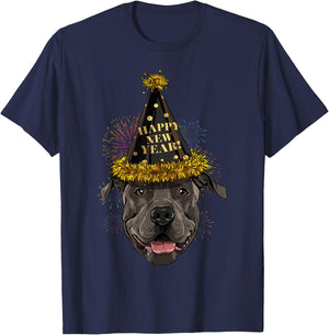 Pit Bull Happy New Year 2021 Dog New Years Eve Party T-Shirt - T-Shirt | Navy