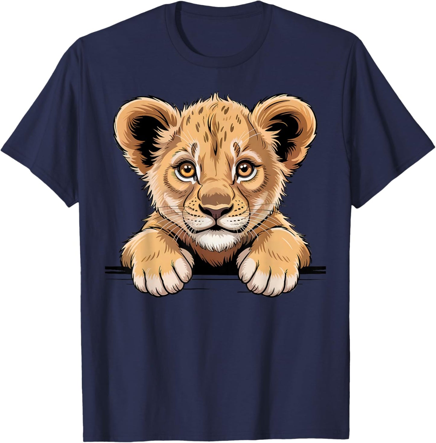 Cute Lion Cub Funny Peeking Pocket Wild Animal Lover T-Shirt - T-Shirt | Navy