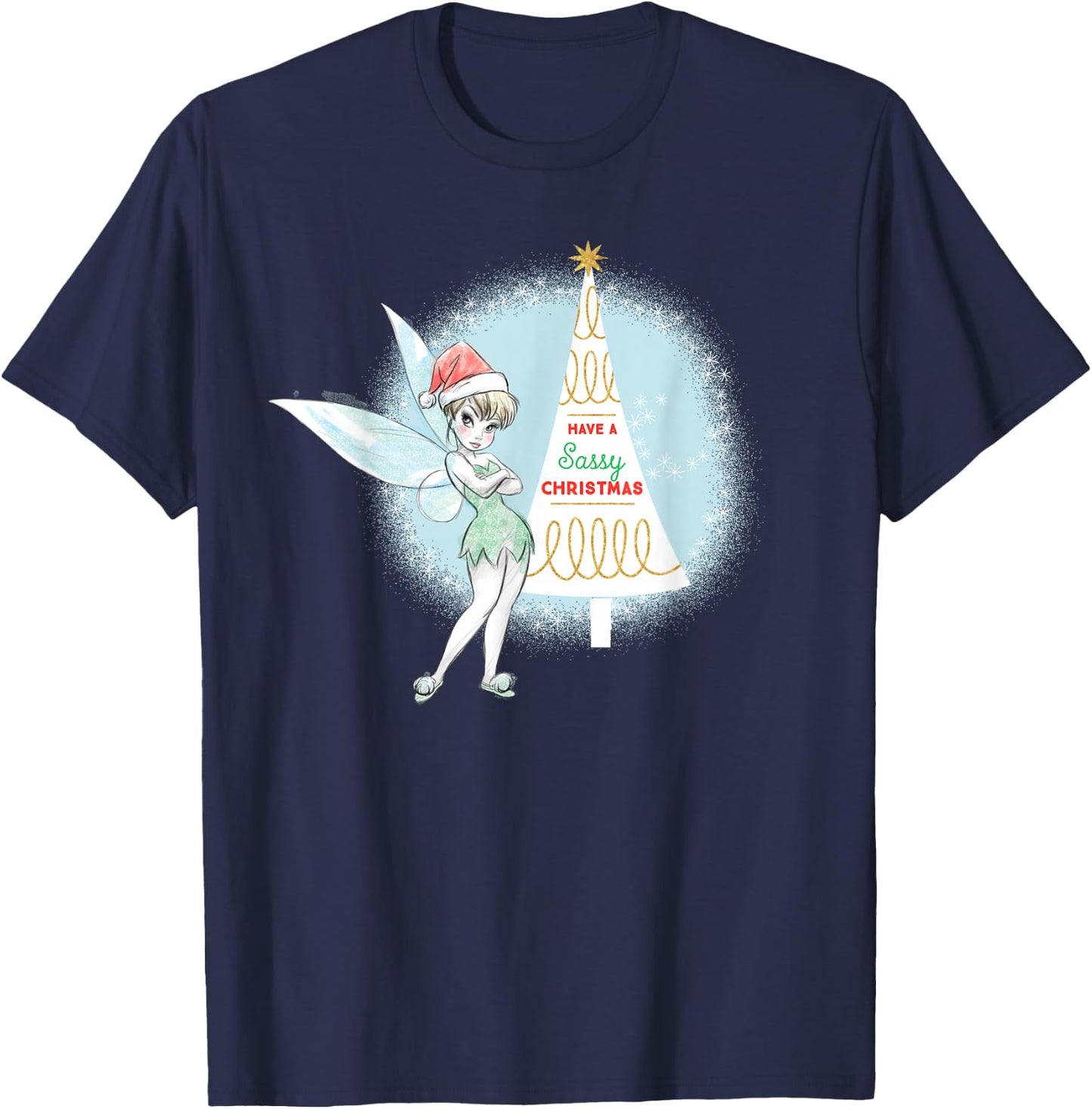 Disney Tinker Bell Sassy Christmas Holiday T-Shirt - T-Shirt | Navy