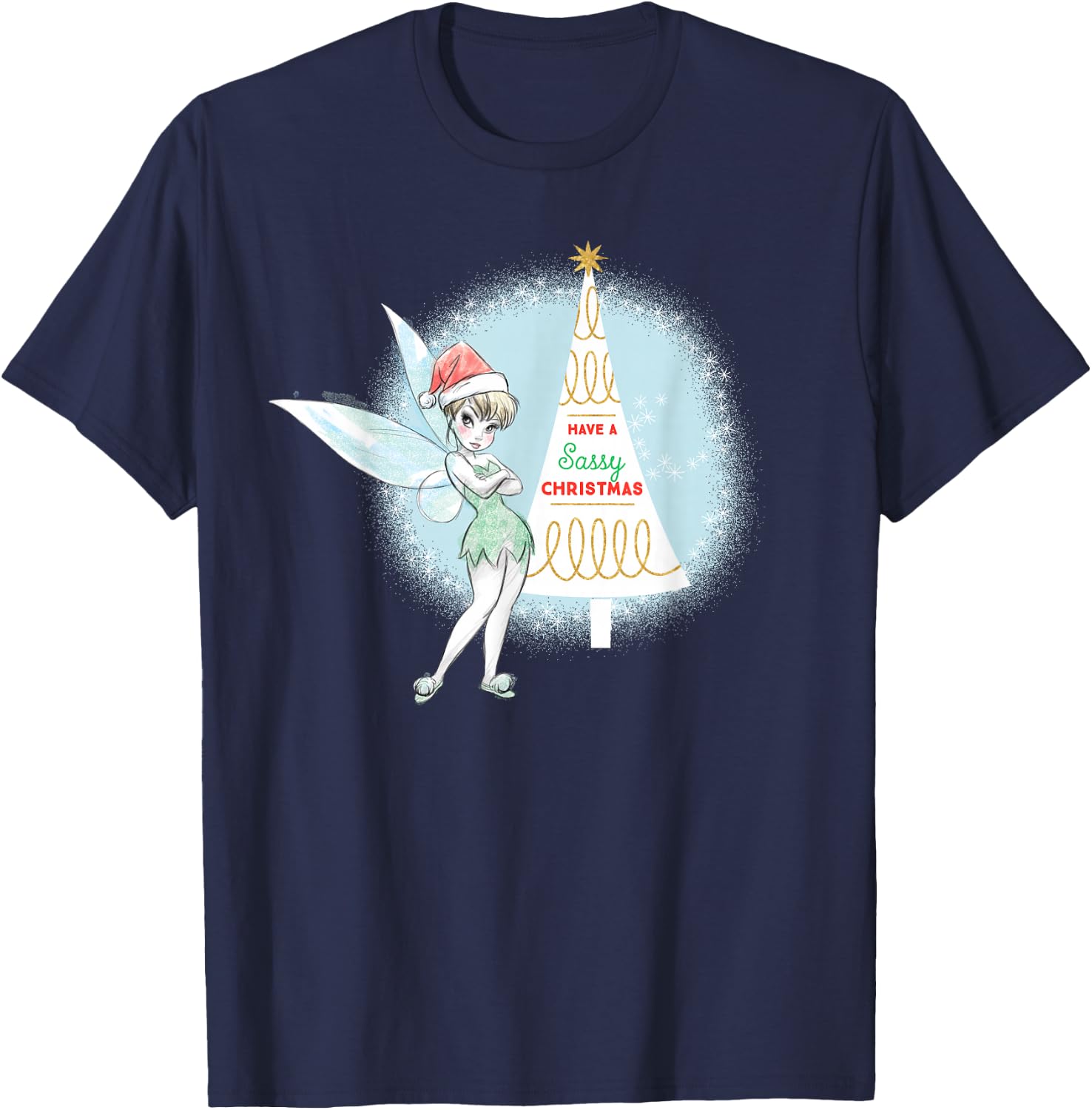 Disney Tinker Bell Sassy Christmas Holiday T-Shirt - T-Shirt | Navy