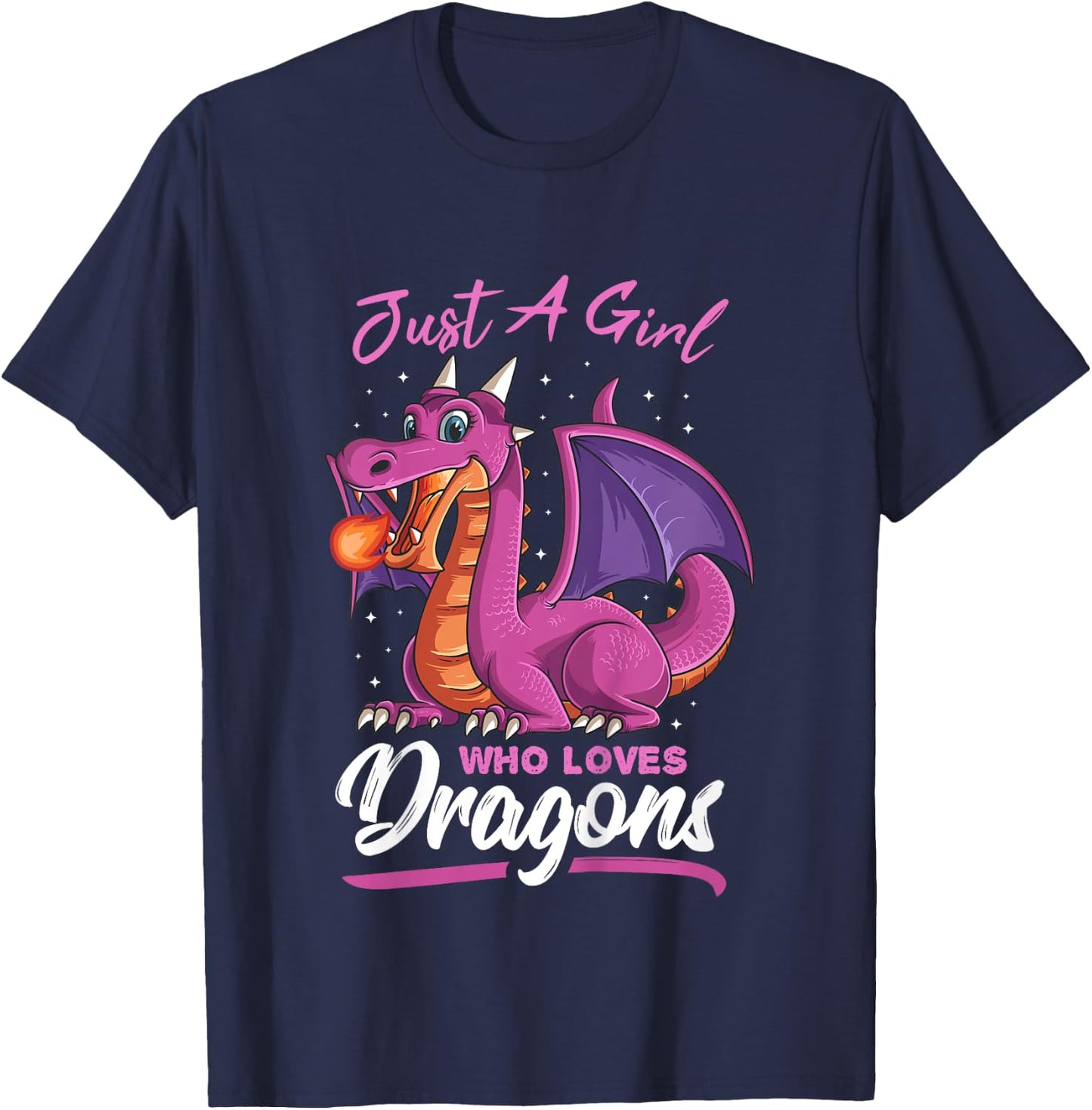 Just A Girl Who Loves Dragons Funny Dragon Gift T-Shirt - T-Shirt | Navy
