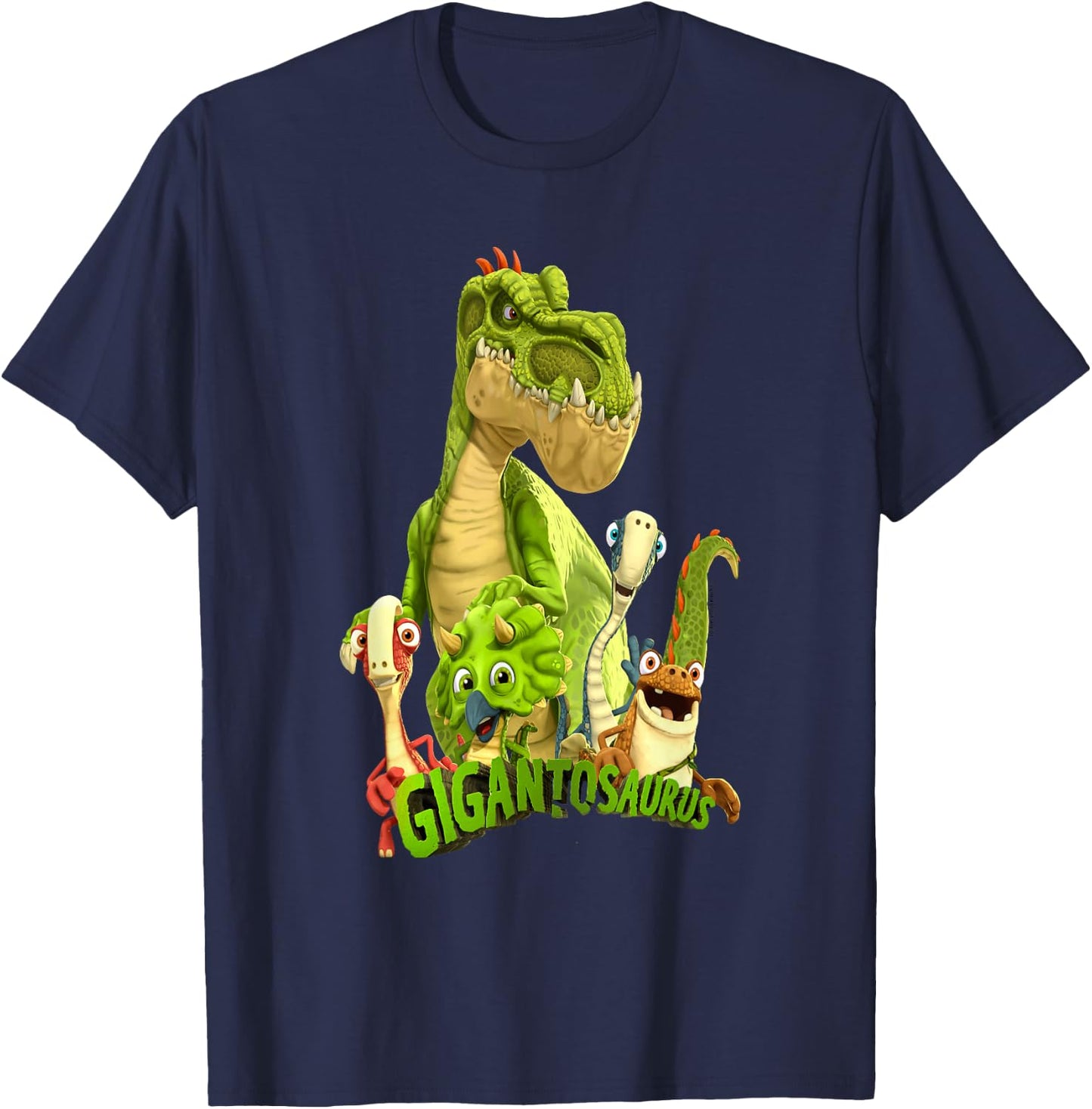 Gigantosaurus Logo with Giganto & The 4 Kid Dinos T-Shirt - T-Shirt | Navy
