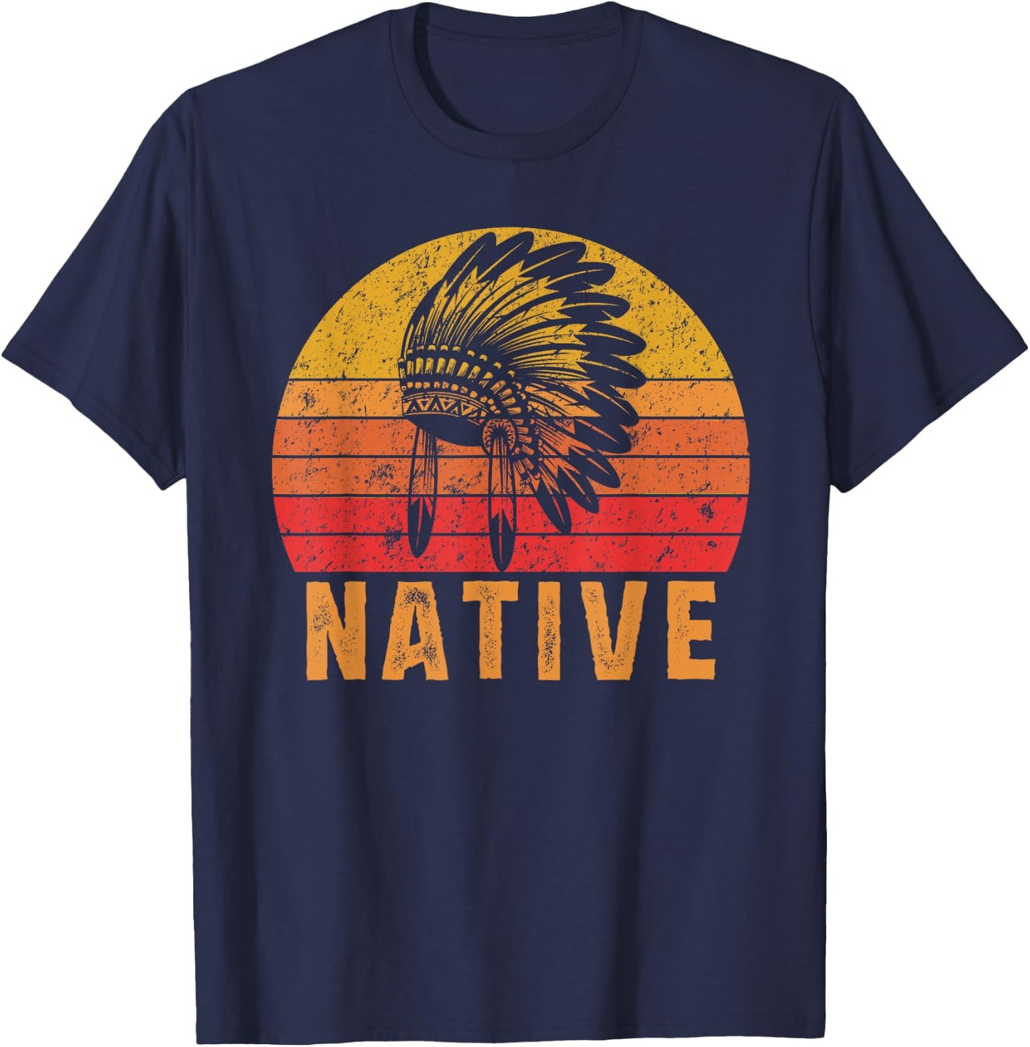 Native American Pride Vintage Native Indian T-Shirt - T-Shirt | Navy