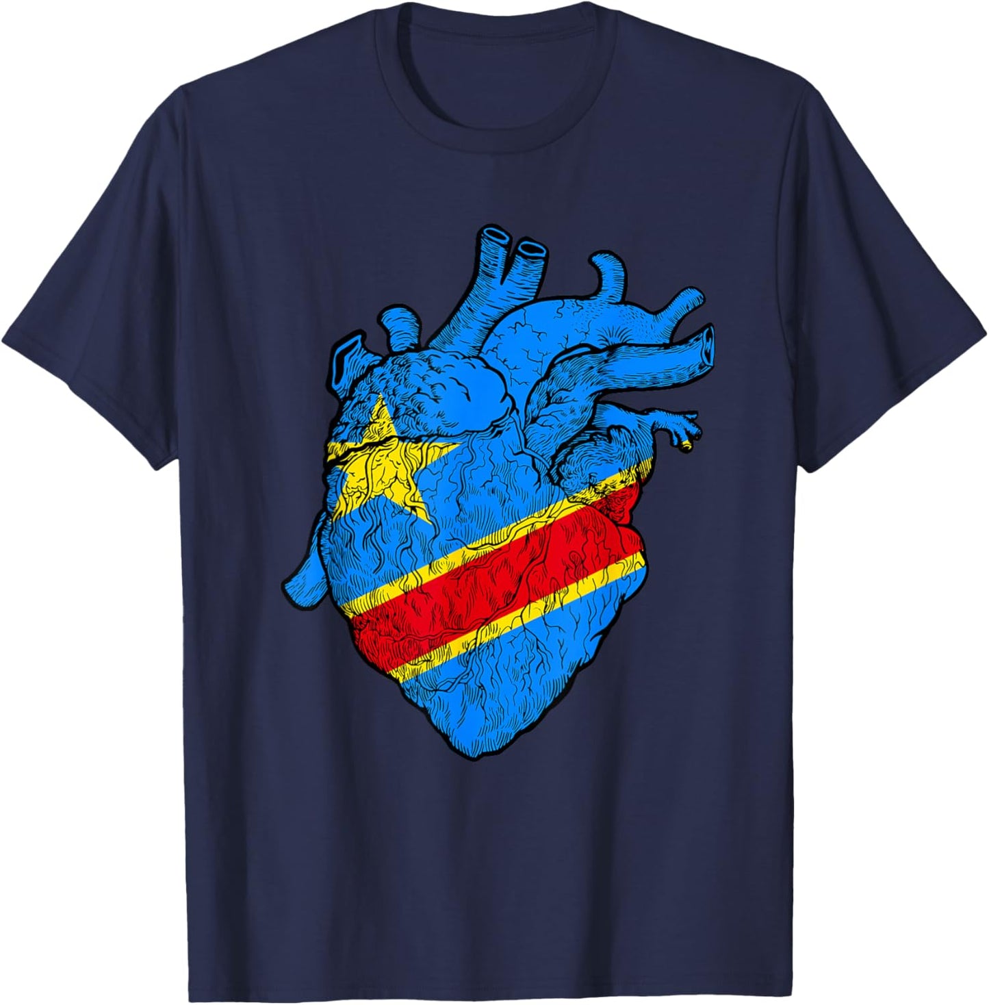 Congolese Flag Heart Congolese Roots Republic Of Congo T-Shirt - T-Shirt | Navy