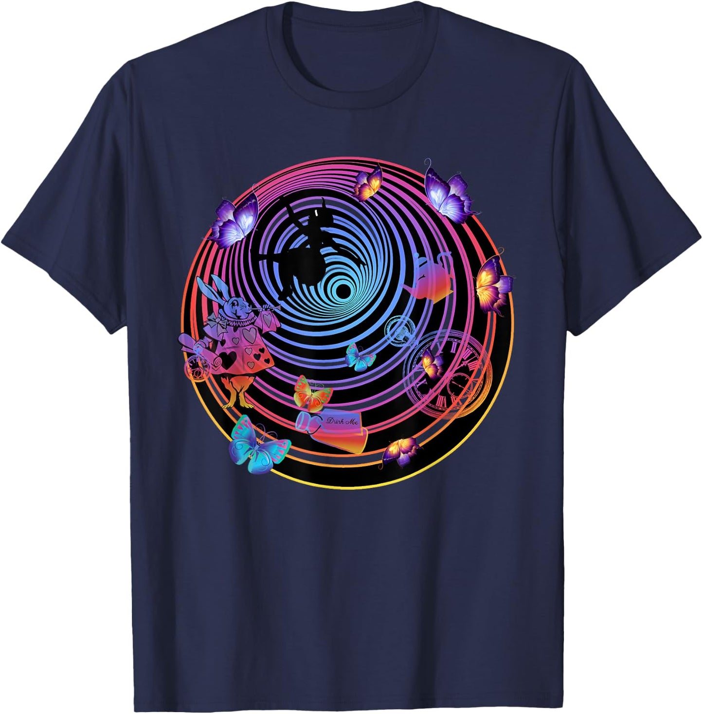 Down The Rabbit Hole - Alice In Wonderland T Shirt Design T-Shirt - T-Shirt | Navy
