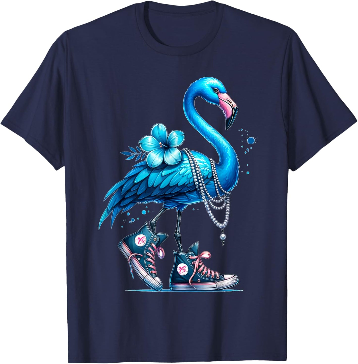 Flamingo Chucks And Pearls Comma La Kamala 2024 T-Shirt - T-Shirt | Navy