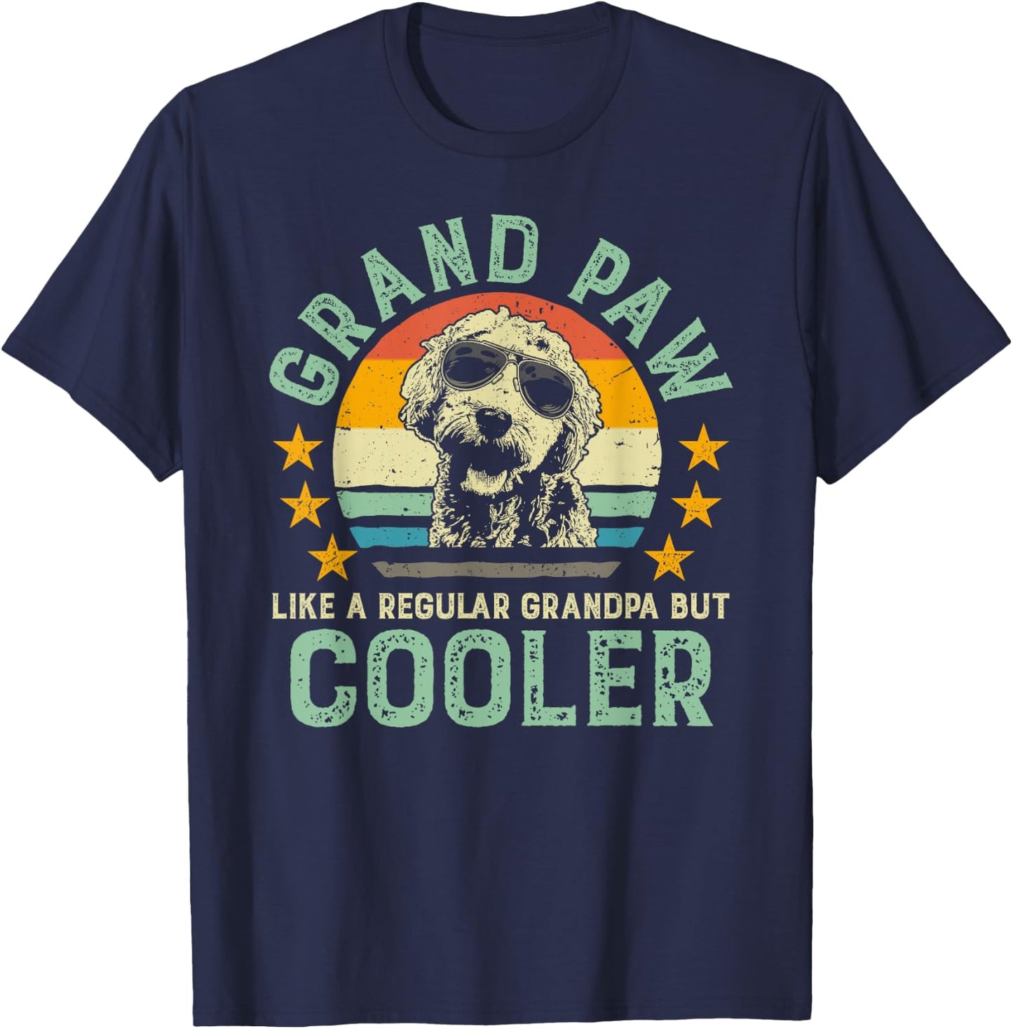 Grand Paw Like Regular Grandpa But Cooler Doodle Lover Shirt T-Shirt - T-Shirt | Navy