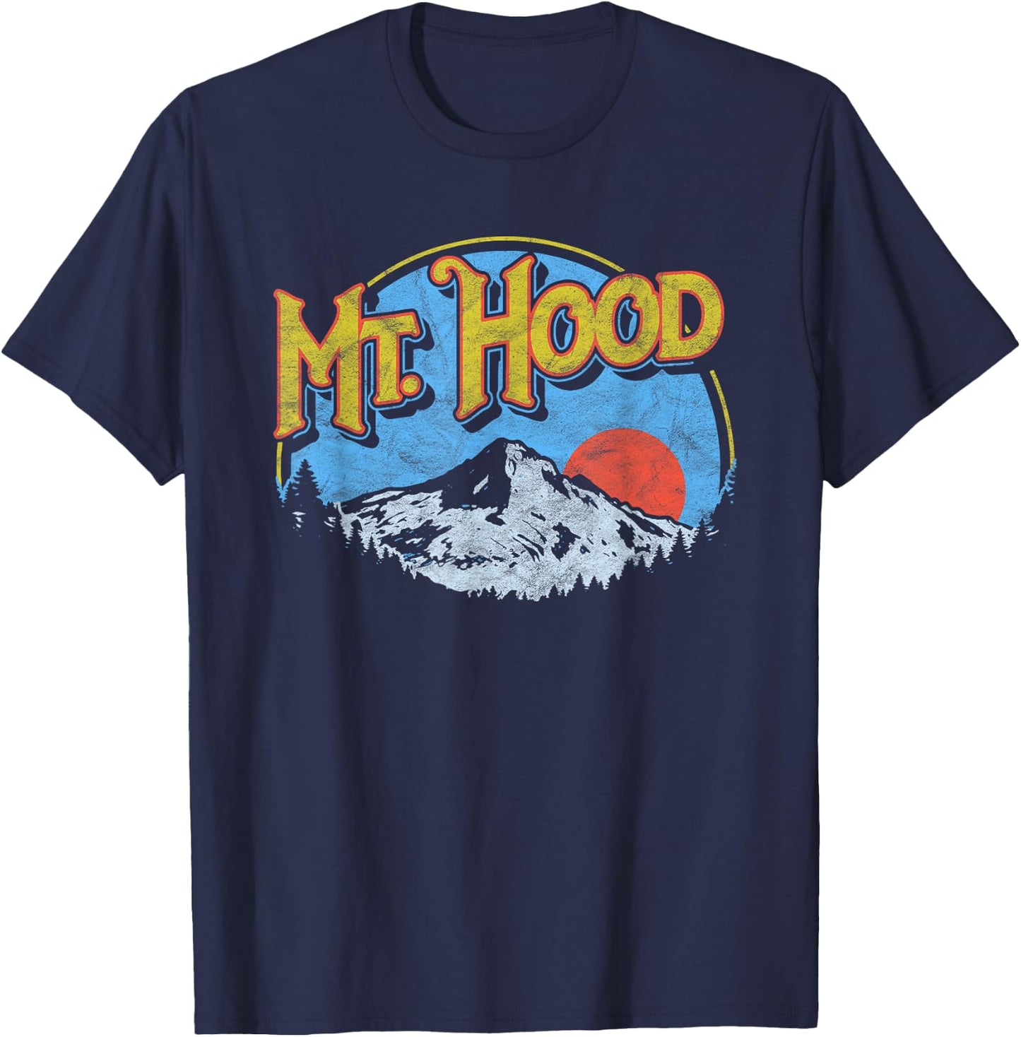 Vintage Mt Hood Oregon Nature & Outdoors Retro Graphic T-Shirt - T-Shirt | Navy