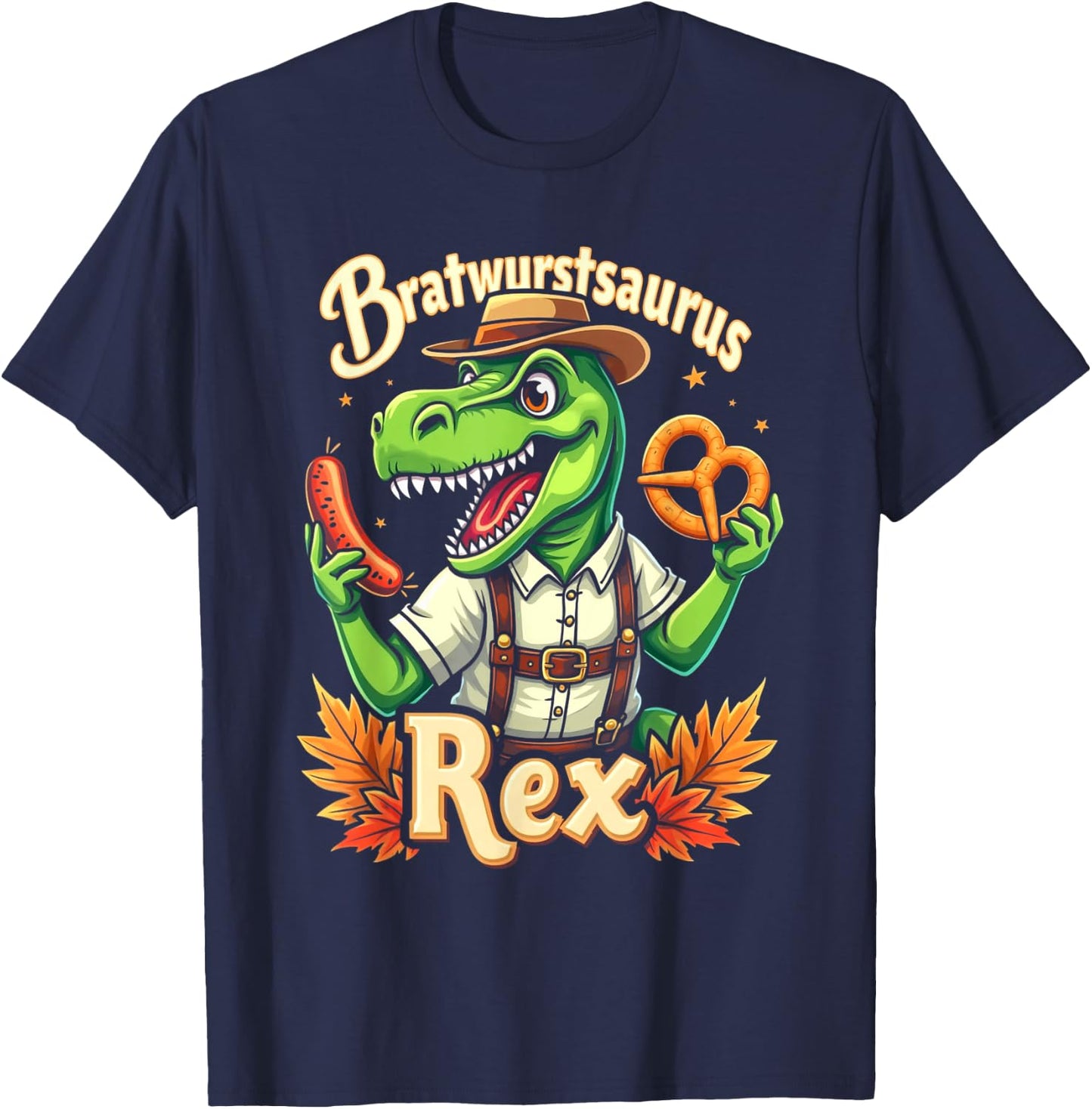 Funny Oktoberfest Dinosaur Lederhosen T-Rex Kids T-Shirt - T-Shirt | Navy