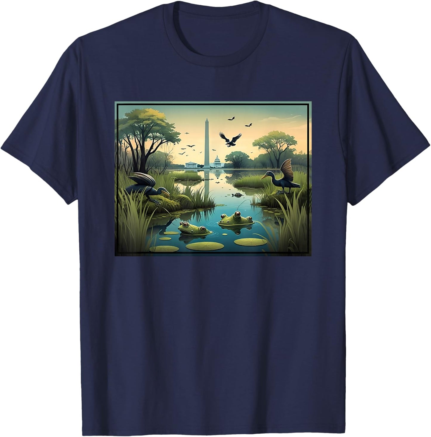 US Capitol Swamp - Drain the Washington DC Swampland T-Shirt - T-Shirt | Navy
