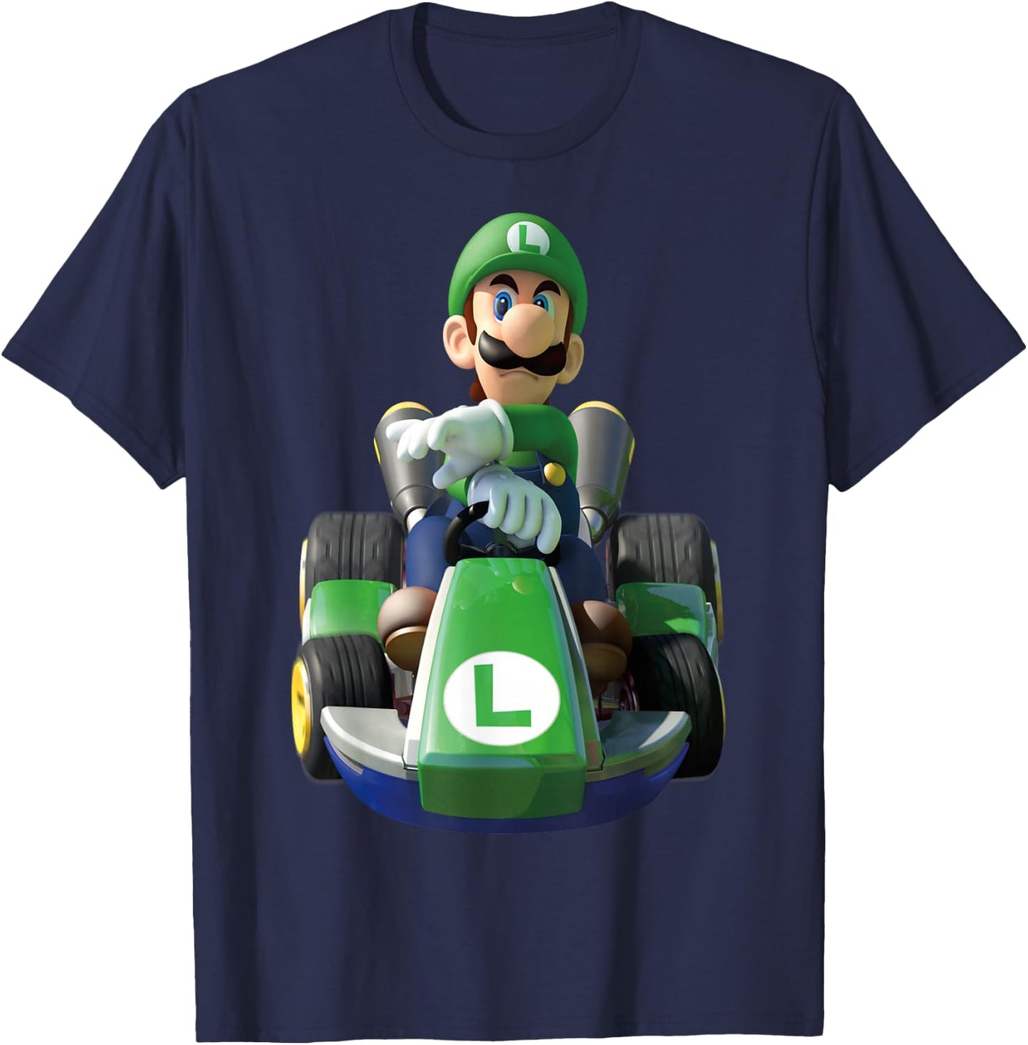 Nintendo Mario Kart Luigi Driving Fast Graphic T-Shirt - T-Shirt | Navy