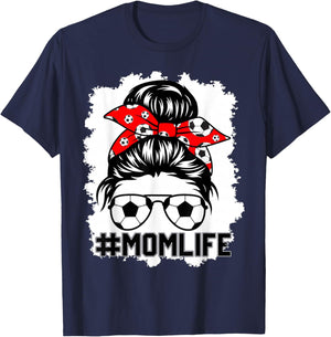 Soccer Mom Messy Bun Life Hair Glasses Mother's Day Women T-Shirt - T-Shirt | Navy