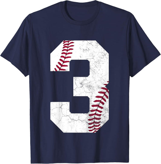 Kids 2022 3rd Birthday Baseball Boys Kids Three 3 Years Gift T-Shirt - T-Shirt | Navy